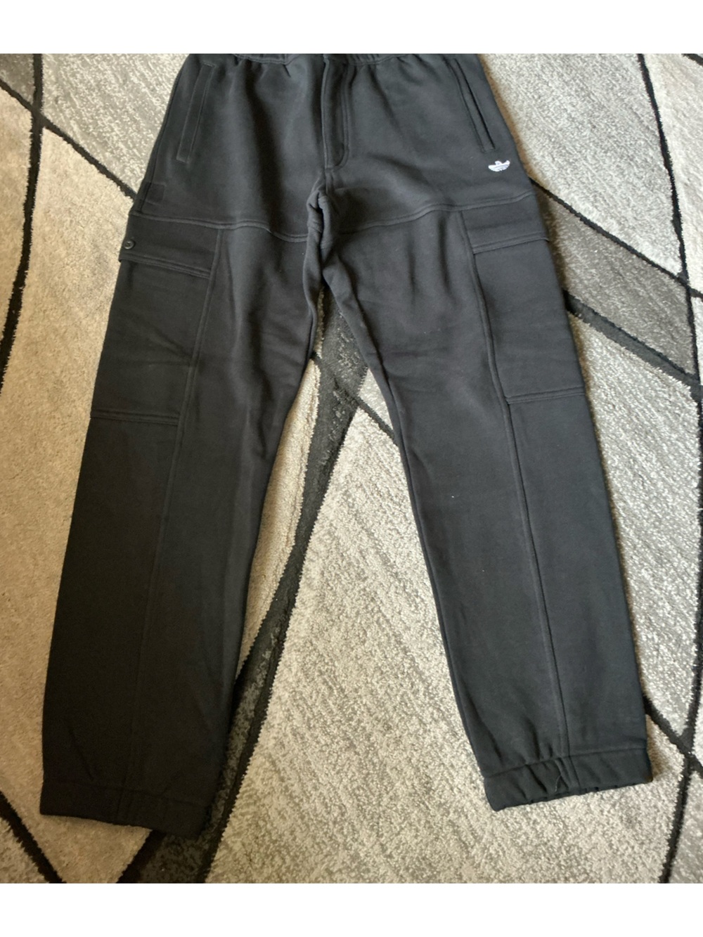Size Medium - Adidas Originals Schmoo Ghost Logo Black Cotton Cargo Sweatpants
